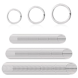 KLEHOPE Pack of 150 Key Ring Blanks Silver Key Ring Double Layer Round Key Chain Crafts 3 Sizes for DIY Key Chains Decorations