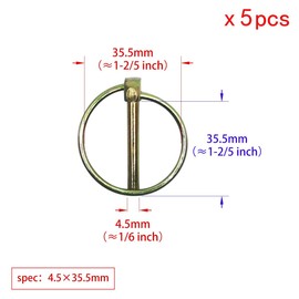 Heavy Duty Lynch Pin Shaft Locking PinFastener with Spring-Loaded for Farm Tractors Trailers Trucks Mowers Trolleys and Carriages(4.5x35.5mm(5pcs))