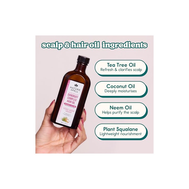 Nature Spell Dandruff Complex Hair Oil, Pre-Diluted Scalp Oil, Helps