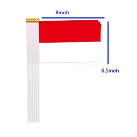 25 Packs Small Indonesia Flags on Handheld Stick，Miniature Indonesian Flag for Outside,4x6 Inch Mini Hand Held Banner with Golden Topper,Patriotic Decorations