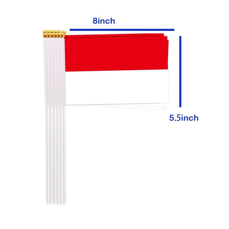 25 Packs Small Indonesia Flags on Handheld Stick，Miniature Indonesian Flag