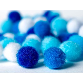 Pompon colorati leiderpapel 1,5 cm tonalità blu sacchetto con 80 pezzi.