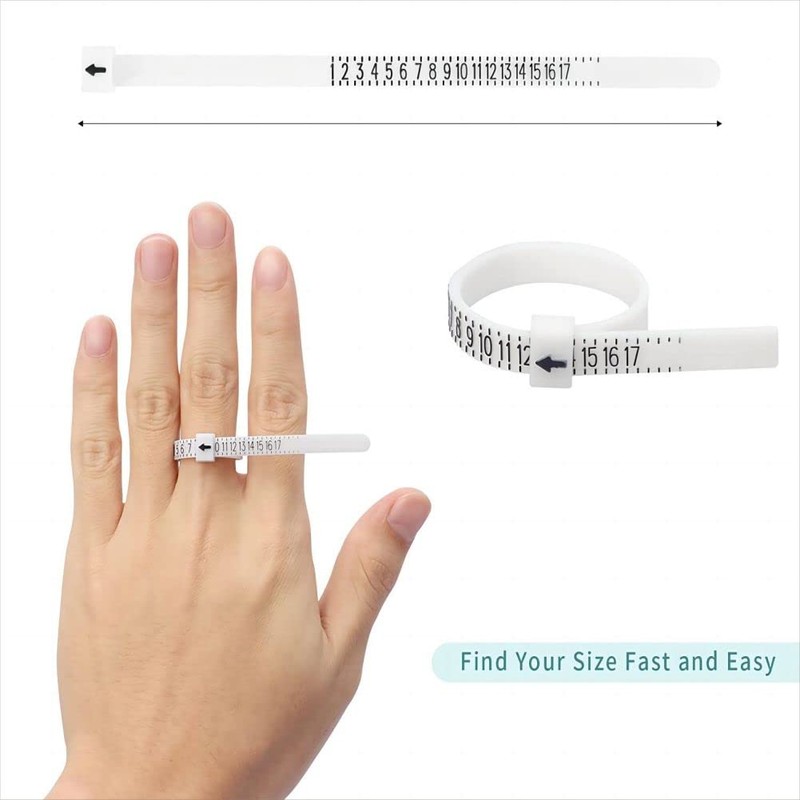 Ring Sizer Measuring Tool Set, Plastic Ring Mandrel & Metal