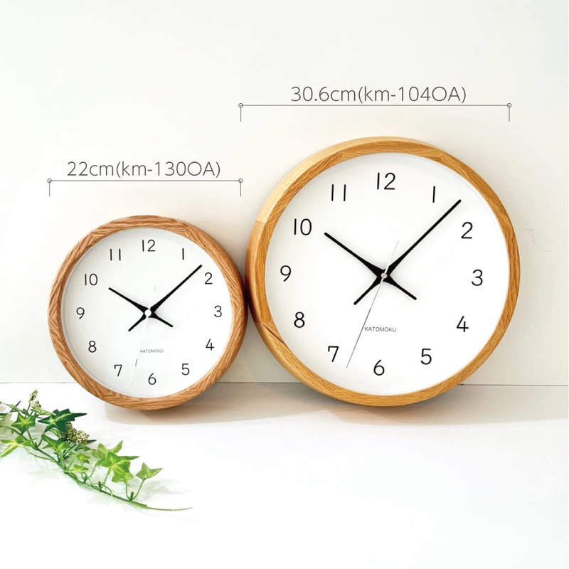 KATOMOKU Muku Clock 13 Oak Radio Clock Continuous Second Hand,