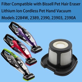 Aolleteau Filter Compatible with Bissell Pet Hair Eraser Vacuum Models 2284W, 2389, 2389D, 2390, 23903, 2390A, Compare to Part#1614203, Part#1614204 & Part#1614212 (3 Vacuum Filter & 6 Foam Filter)