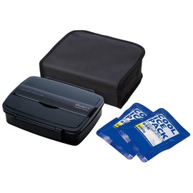 Skater Men's KCPO5TDX Modern Plus Lunch Box, 29.4 fl oz (870 ml), Cool Bag and Ice Pack Included, Made in Japan, Black