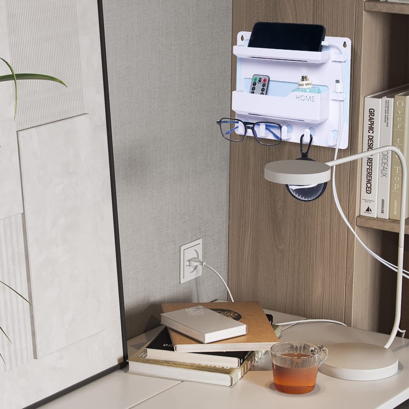 JUMEIHUI Bedside Shelf Wall Mount, Adhesive Bedside Shelf Accessories Organizer