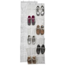 Handy Laundry Vinyl Over-The-Door Shoe Organizer with 24 Reinforced Pockets