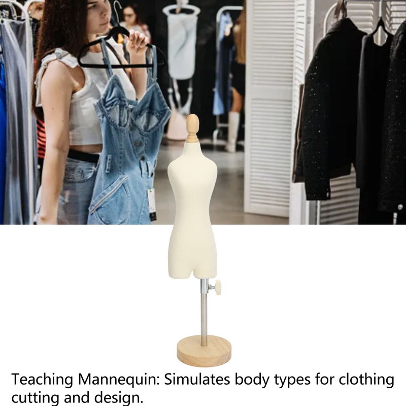 Dress Form Female Mannequin Torso Mini Dress Model with Wooden