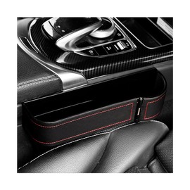 Sylvil Car Seat Gap Filler with Cup Holder Expander, Automotive Front Seat Storage with Cup Holder, Console Seat Gap Filler Storage Box for Mug Bottle Keys, Car Accessories (Passenger Side)