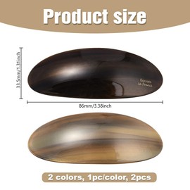 GOMAKERER 2 Pcs 2 Colors French Hair Barrette, Oval Resin Hairpins Strong Hold Grip Hairclips Hair Decorative Accessories for Woman Gift Hairstyle Making Salon Supplies