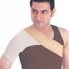 Flamingo Shoulder Support - Adjustable Stretch Strap Brace Support Medical Posture Compression Shoulder Pad - Black/Orange - Large