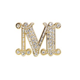 sunjiaqi Rhinestone Letter M Brooch Crystal Alphabet Lapel Pin Crystal Metal Badge Safety Pin for Women Girl Jewellery Gift