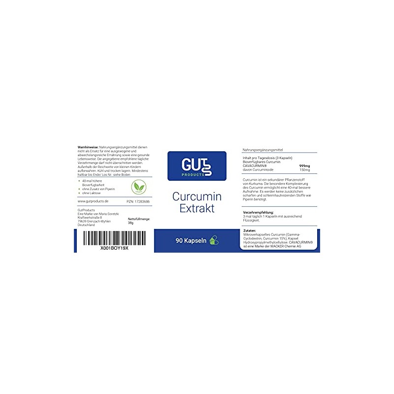 Curcumin Extract Capsules High Dose - 999 mg per Day