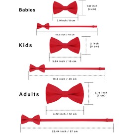 WELROG Classic Pre-Tied Bow Tie Kids & Men’Formal Solid Tuxedo Gabardine Adjustable Bow ties Necktie for Adults & Children for Wedding Party Fancy Plain Bowties (Red)