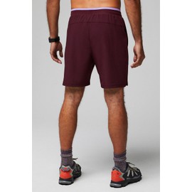 Fabletics Men's The Fundamental Short II, Workout, Running, Training, Gym, Yoga, Ultra Lightweight, 7" Inseam, L, Merlot