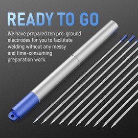 YESWELDER TIG Tungsten Electrode Pre-Sharpened Welding Tungsten Rod 2% Lanthanated 1/8" x 7" (Blue, WL20/EWLa-2) 10-pk