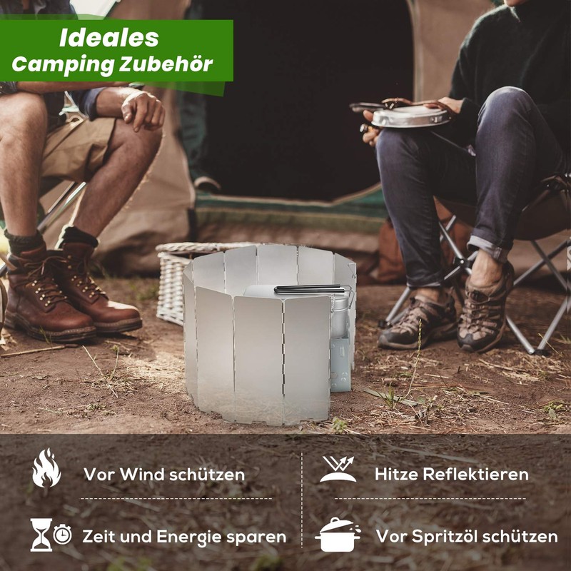 Hikenture Camp Stove Windshield Aluminium Windscreen Alloy Wind Screen, Lightweight