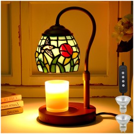 Candle Warmer Lamp - Electric Candle Lamps Timer Dimmer, Tiffany Style Stained Glass Candle Warming Lamp Compatible with Small Jar Candles Gifts for Her, Gift for Mom Candle Holders for Home Decor