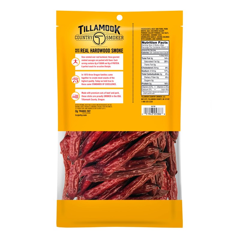 Tillamook Country Smoker Keto Friendly Zero Sugar Smoked Sausages, Original,