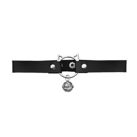 Cat Choker Collar with Bell Punk Gothic Cat Necklaces for Cosplay Party Prom Adjustable Black PU Leather Chokers for Women Cat Lovers Gifts Idea for Her