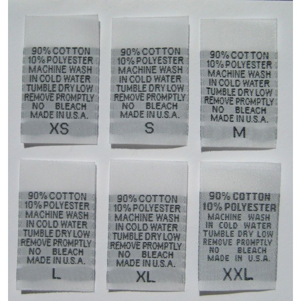 Sean Label 100 pcs WHITE WOVEN CLOTHING CARE LABEL SIZE