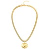 COOLSTEELANDBEYOND Gold Heart Pendant Necklace for Women, Chunky Snake Chain
