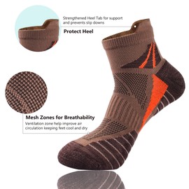 J.WMEET - Calcetines atléticos de corte bajo para hombre, malla de algodón, acolchados, para correr, ventilación, deportes, paquete de 6, Negro/gris/café/azul oscuro/verde oliva/azul cielo, 6-12