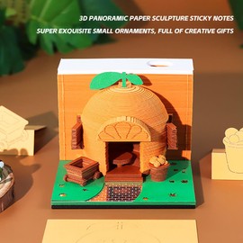 D1DCOHA Hand-Torn Calendar Desk Calendar,Artsy Pads,Persimmon House 3D Paper,Laser Engraving Hand-Torn Sticky Notes,