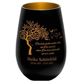 Mourning Light – Du bist Nicht mehr da, wo Du Warst, Aber Du bist überall, wo wir sind – Black/Gold – Engraved Name and Date – Memorial Light Memorial Light Grave Light Mourning Gift