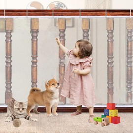 Balcony Safety Net for Kids Banister Guard-13ft x 3ft Child Safety Net, Balcony Mesh Screen for Pets, Dogs, Cats, Toys - Stair Railing Baby Proof (White)