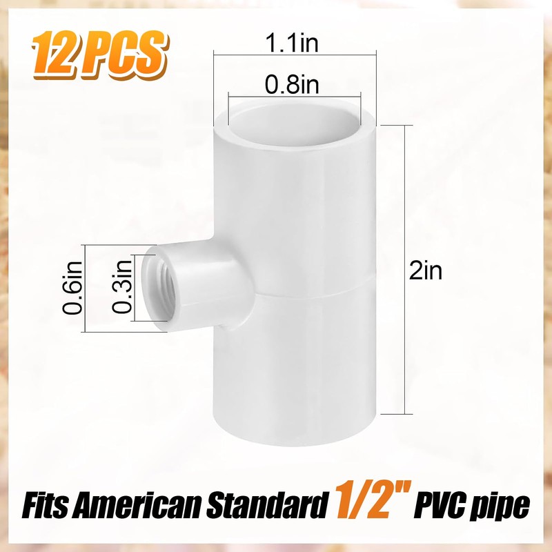 12 Pack Chicken Waterer PVC Tee Fittings - Fully Automatic