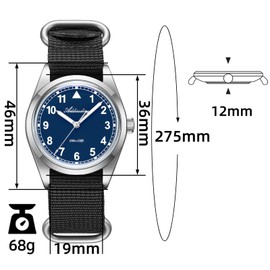 ADDIESDIVE 36MM Mens Military Field Watches VH31 Quartz Movement Sweep Second Hand Luminous 100M Waterproof Watches for Men Minimalist Outdoor Sports Mens Wrist Watch, blue