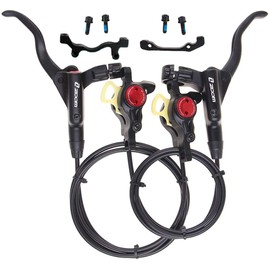 BUCKLOS MTB Hydraulic Disc Brakes, Mountain Bike Right Front 750mm Left Rear 1350mm Hydraulic Brake Set Aluminum Alloy Levers with Caliper PM/is Adapter Fit E-Bikes/Fat Bike