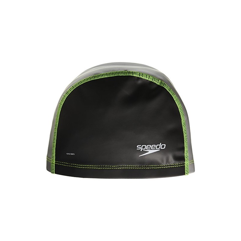 Speedo unisex-adult Swim Cap Stretch Fit,Black/Silver,Large/X-Large