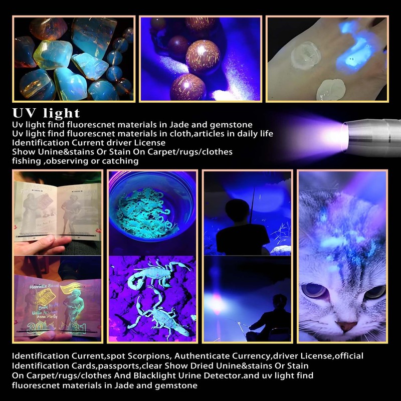QLEE Led Uv Flashlight 365nm R5 Jade Jewelry Gemstone Identification