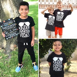 Unique Baby Boys Kindergarten Vibes Only Back to School Shirt (6, White)