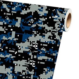 Sky Auto INC Digital Blue Camouflage Vinyl Car Wrap Film Sheet + Free Cutter & Squeegee (4" x 8" / Sample Size)
