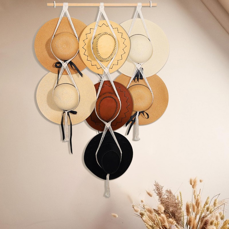 ZYP 7 Hats Style Macrame Hat Hanger Hat Rack for