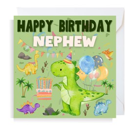 Second Ave Dinosaur Nephew Square Children's Kids Birthday Greeting Card for Boy