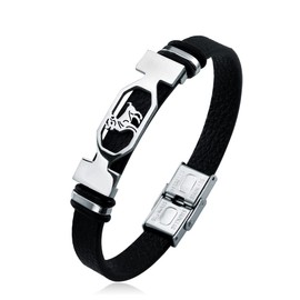 Pulsera de acero inoxidable de constelación para mujeres y hombres con signo del zodiaco pulsera de cuero, pulsera dama ajustable, joyería regalo de cumpleaños, estrás