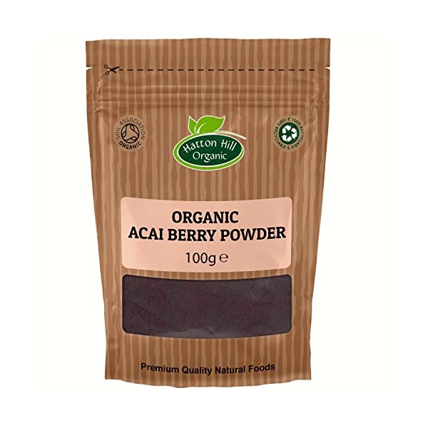 Organic Acai Berry Powder 100g - Freeze Dried - by Hatton Hill Organic - Free UK Delivery
