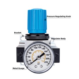 NANPU 3/8" NPT High Pressure Air Regulator with Steel-Protected Gauge, 116-SCFM 230Psi (LR-03)