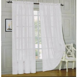 Elegant Comfort voile84 Window Curtains Sheer Panel with 2-Inch Rod Pocket, 60 Width X 84-Inch Length - White