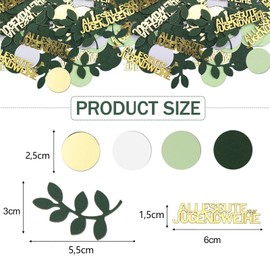 GWAWG Jugendweihe Deko 2025 Konfetti 200 Stück, Streudeko Gold Grün Weiß, Konfetti für Tischdeko Jugendweihe Junge Mädchen Dekoration Geschenkidee