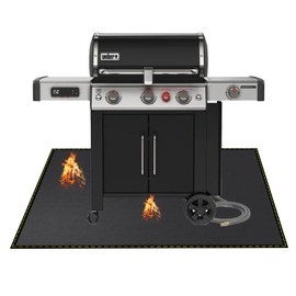 Tapete para parrilla para exteriores, protector de patio, 48 x 30 pulgadas, de silicona grande, resistente al fuego, impermeable, a prueba de aceite, para barbacoa, piso mate