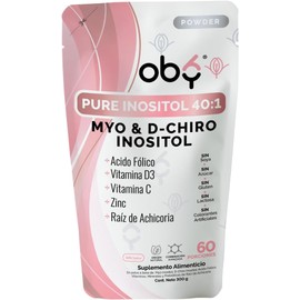 Oby Inositol Pure 40:1 | Myo y D-Chiro Inositol, Ácido Fólico, Zinc, Prebióticos | Vitaminas para Mujer | 300g, 60 Días, Mezcla Ideal 40:1