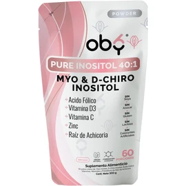 Oby Inositol Pure 40:1 | Myo y D-Chiro Inositol, Ácido Fólico, Zinc, Prebióticos | Vitaminas para Mujer | 300g, 60 Días, Mezcla Ideal 40:1