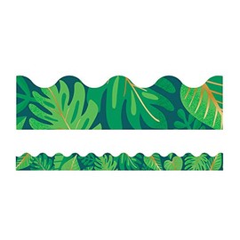 Carson Dellosa – One World Tropical Leaves Scalloped Borders, Classroom Décor, 13 Strips