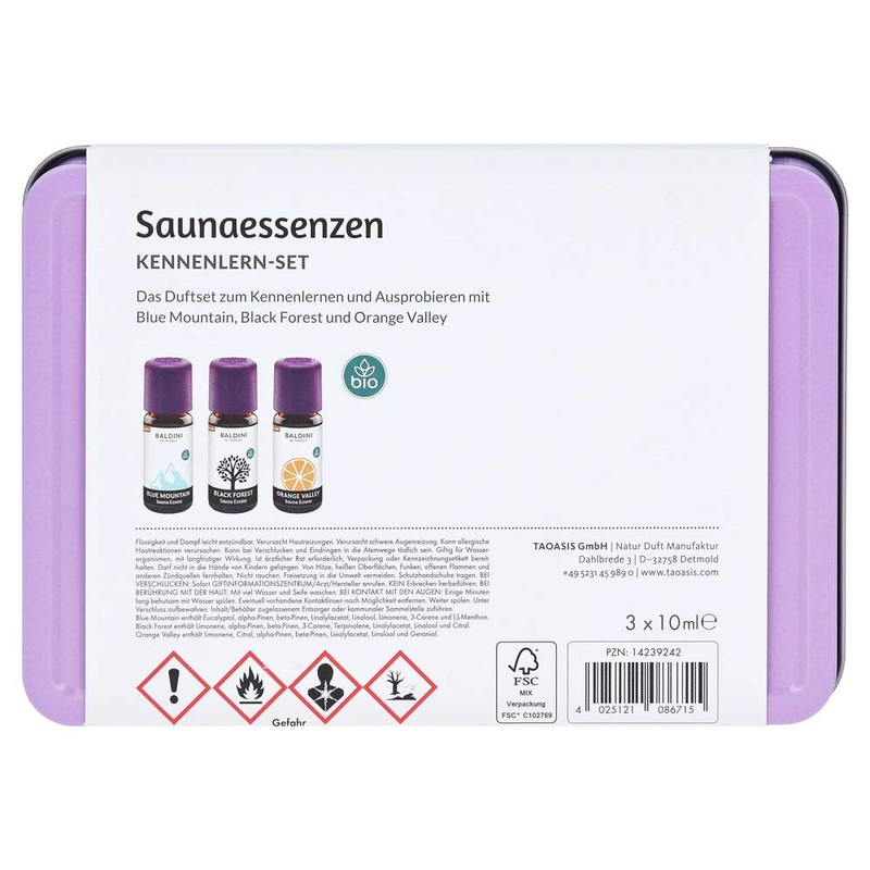 Baldini Sauna Essenzen 3er Set - Probierset mit Geschenkdose -